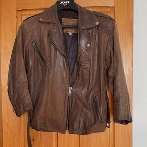 S-M.  Brown Genuine Leather Women’s Jacket